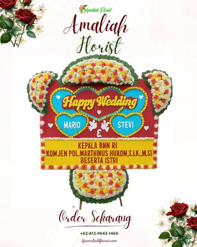 Karangan Papan Bunga Pernikahan di Legoksayem